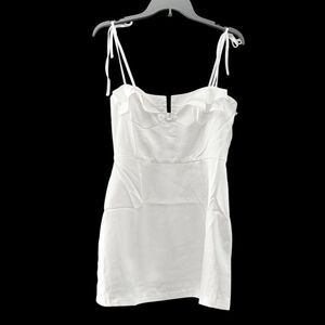 More To Come White Tie Strap Corset Mini Dress M Revolve NWT